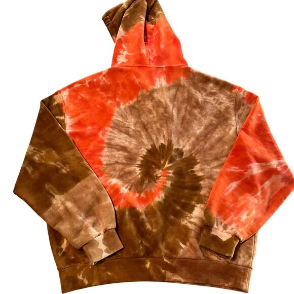 ALANUI: Men's Orange/Brown Tie Dye Cotton Hoodie - Small - Picture 3 of 8